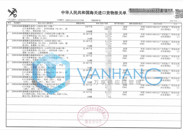 泰國寵物食品罐頭進口清關